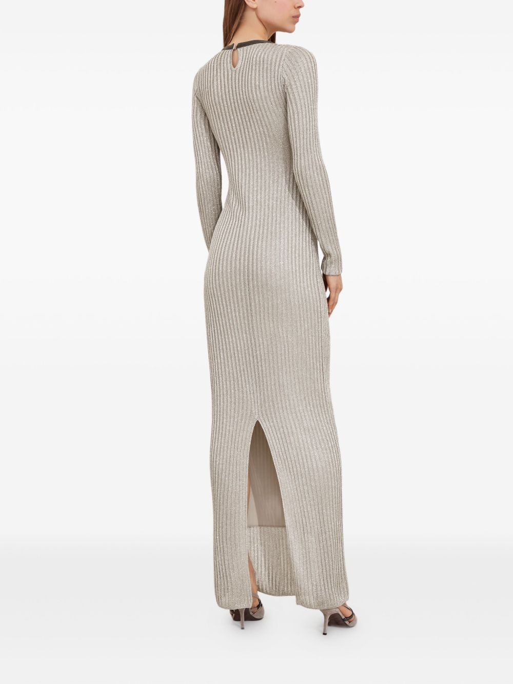 keyhole-neck ribbed maxi dress - 3