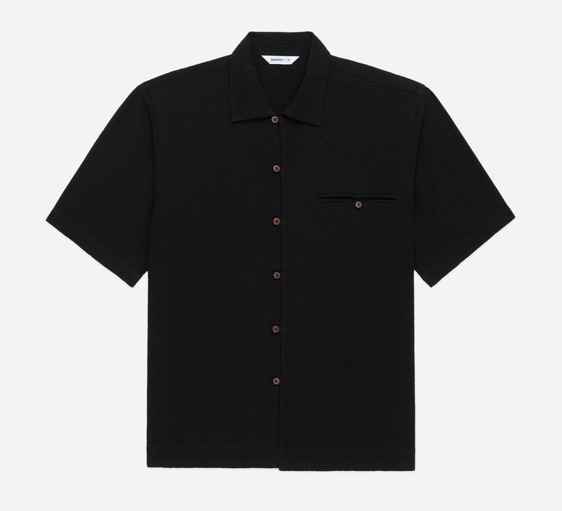 Short Sleeve Loop Shirt - Black Seersucker - 1