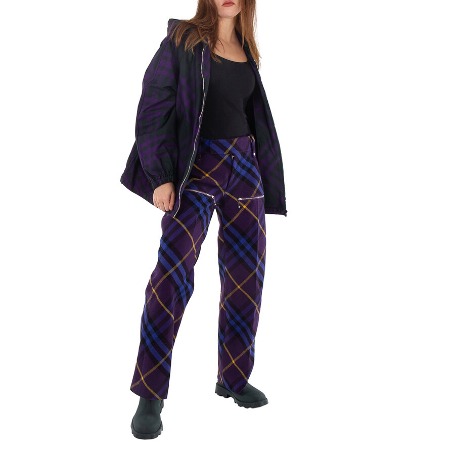 Burberry Ribbon Check Tailored Wool Trousers - 6
