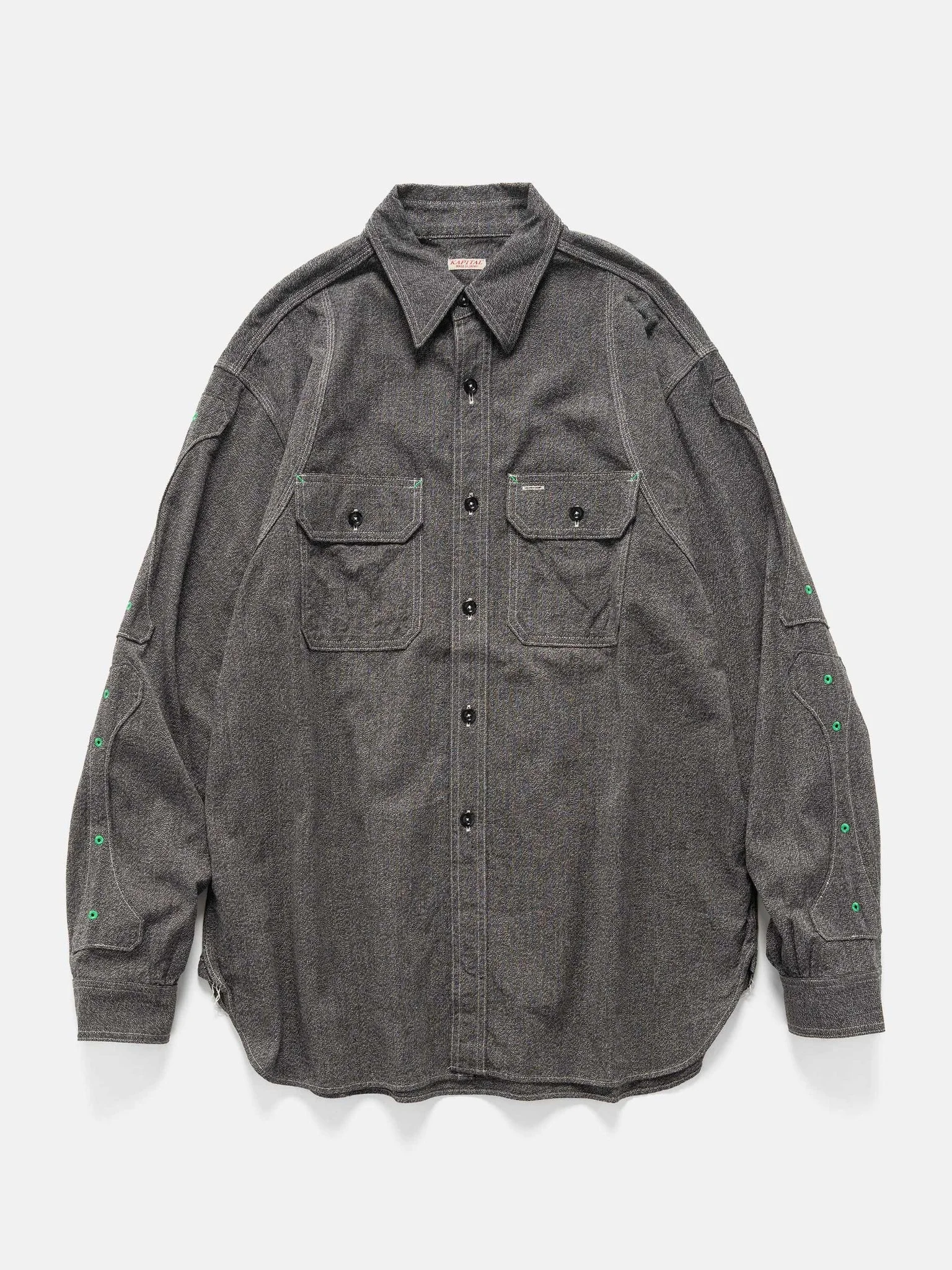 Grandrelle Chambray BONE Patch Ventilator Workshirt Charcoal - 1
