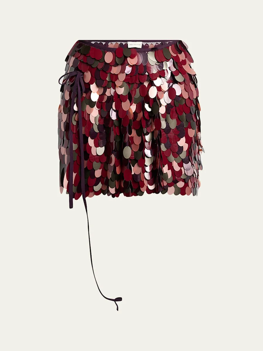 Gabrina Sequined Mini Wrap Skirt - 1