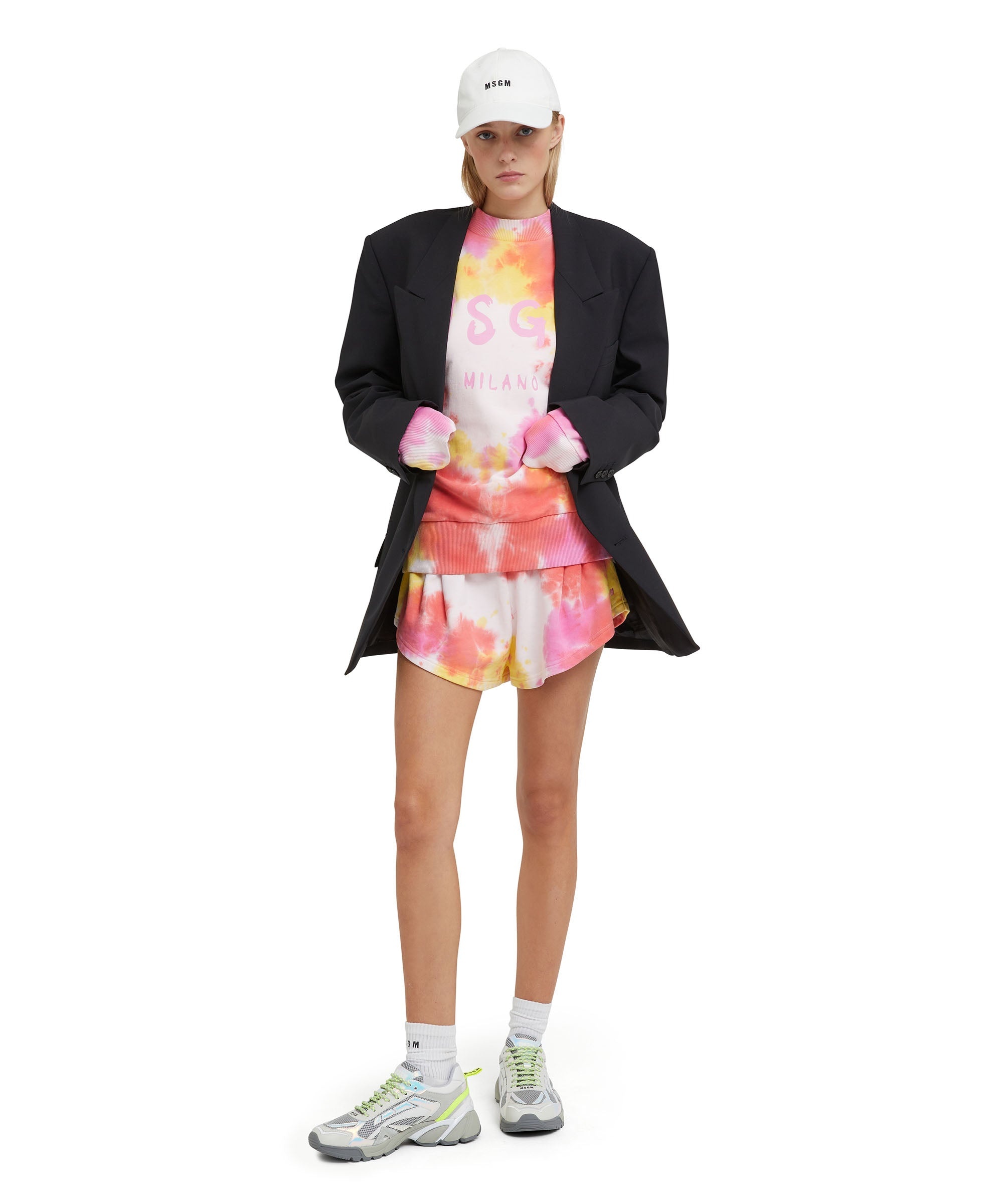 Tie-dye sweatshirt fleece shorts - 5