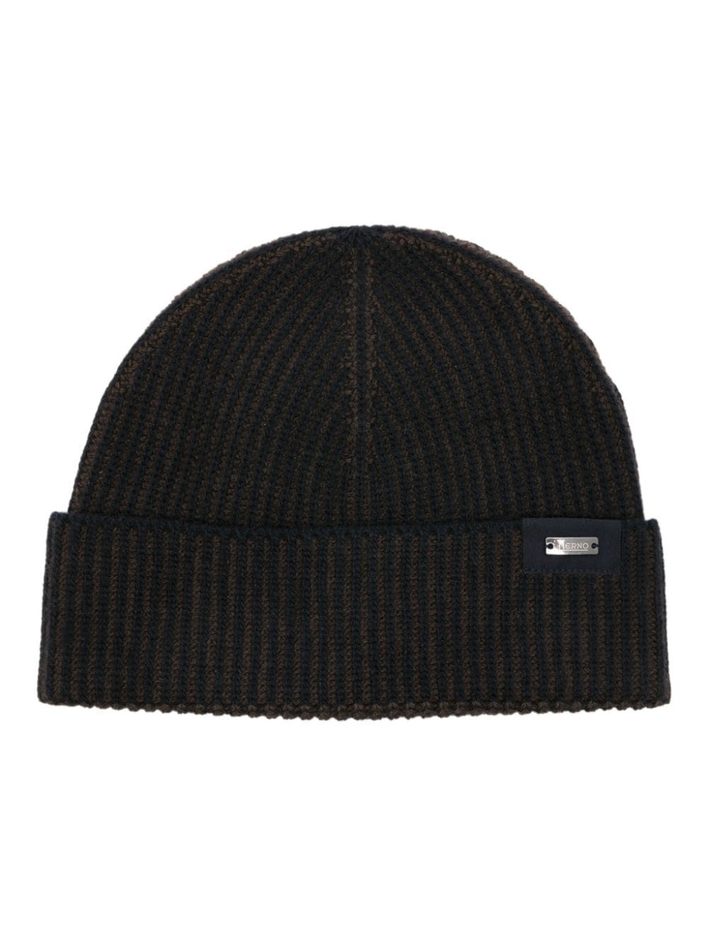 logo-plaque ribbed wool beanie - 1