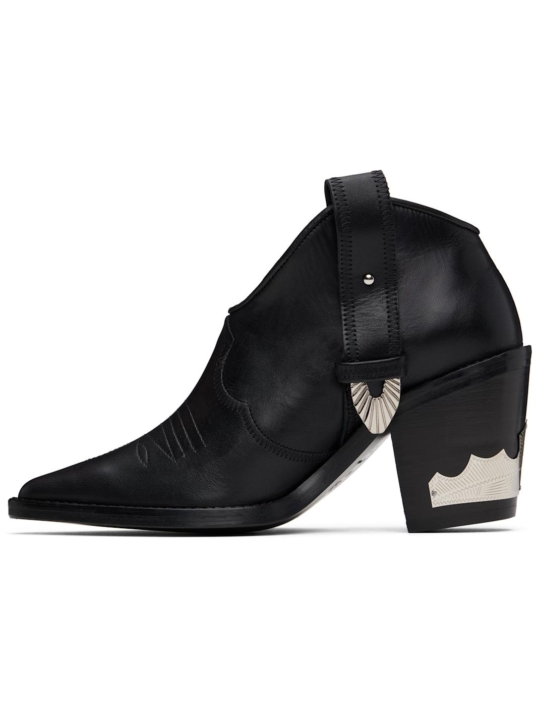 Black Western Style Ankle Boots - 3