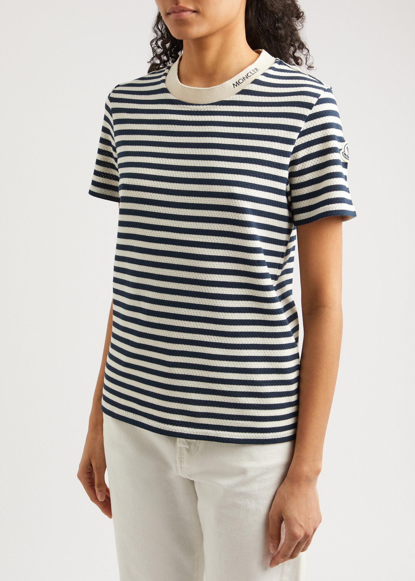 Striped pointelle-knit cotton T-shirt - 2