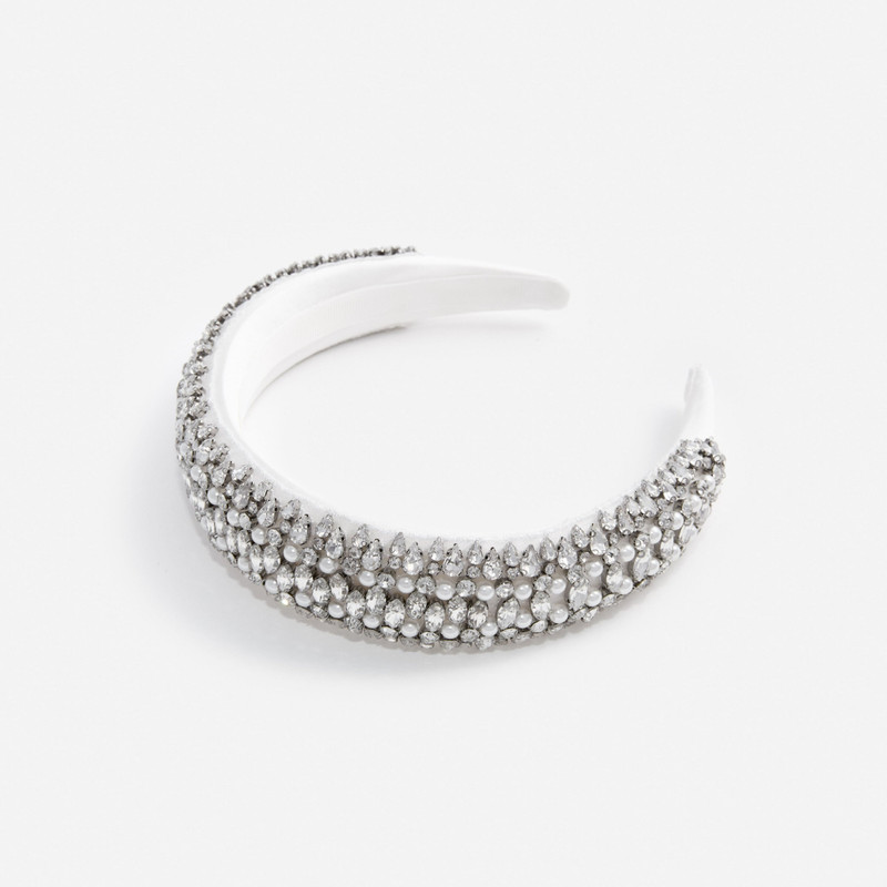 self-portrait Pearl Crystal Satin Headband outlook