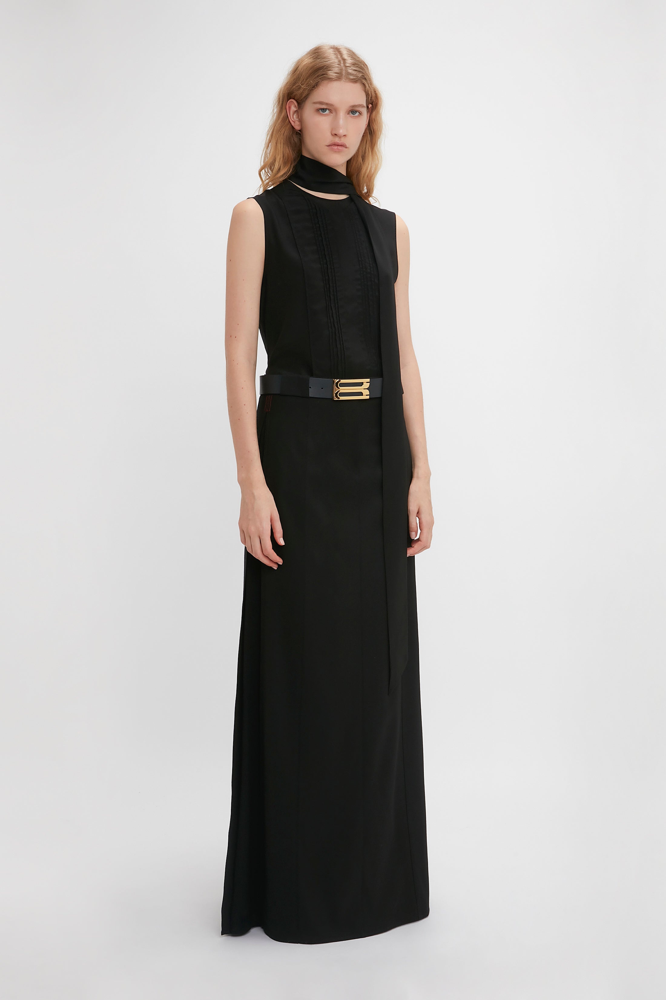 Tailored Floor-Length Skirt In Black - 3