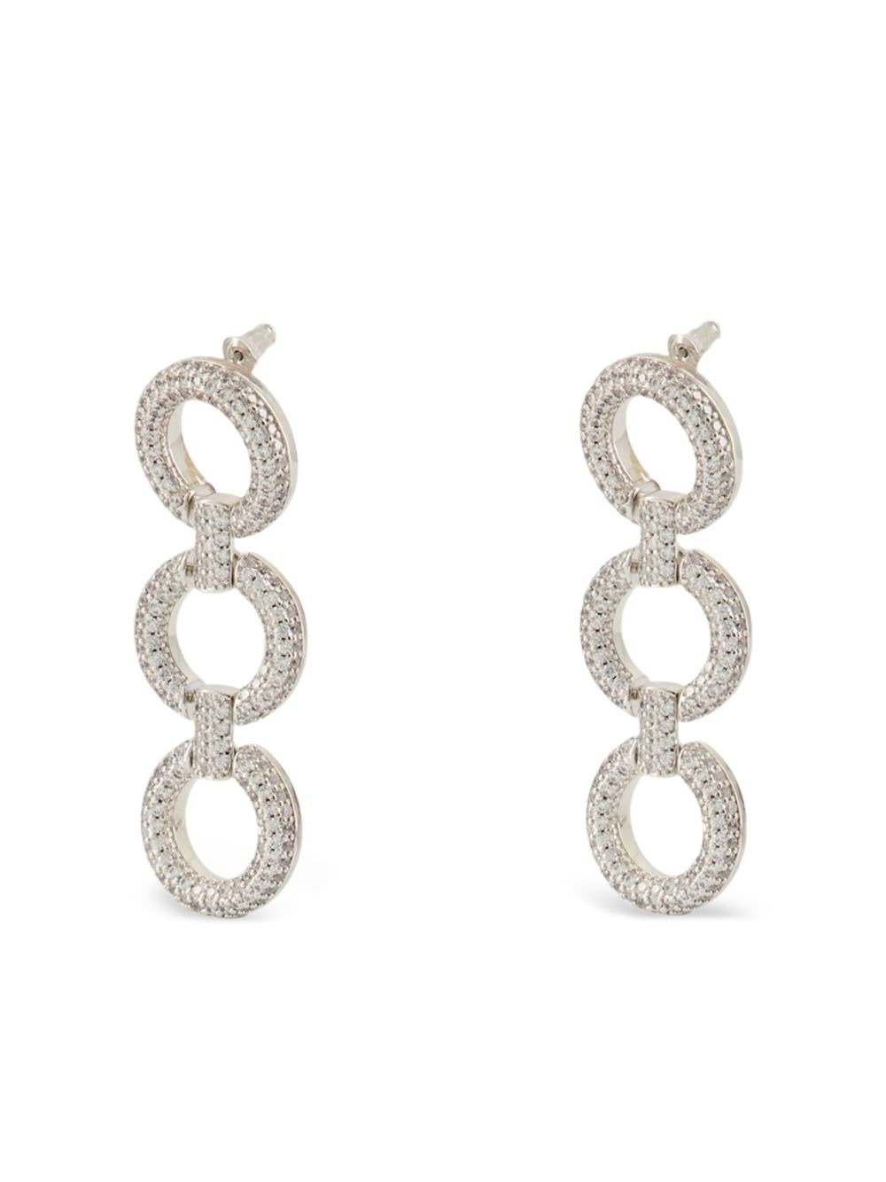 crystal-embellished circle-link earrings - 2