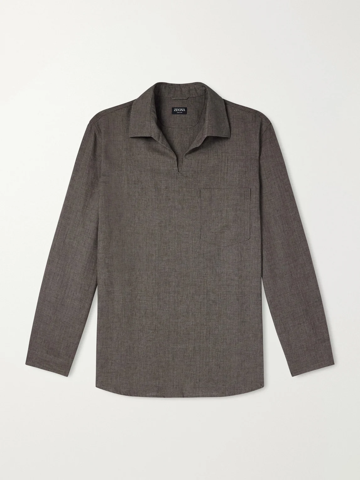 Woven Linen Polo Shirt - 1
