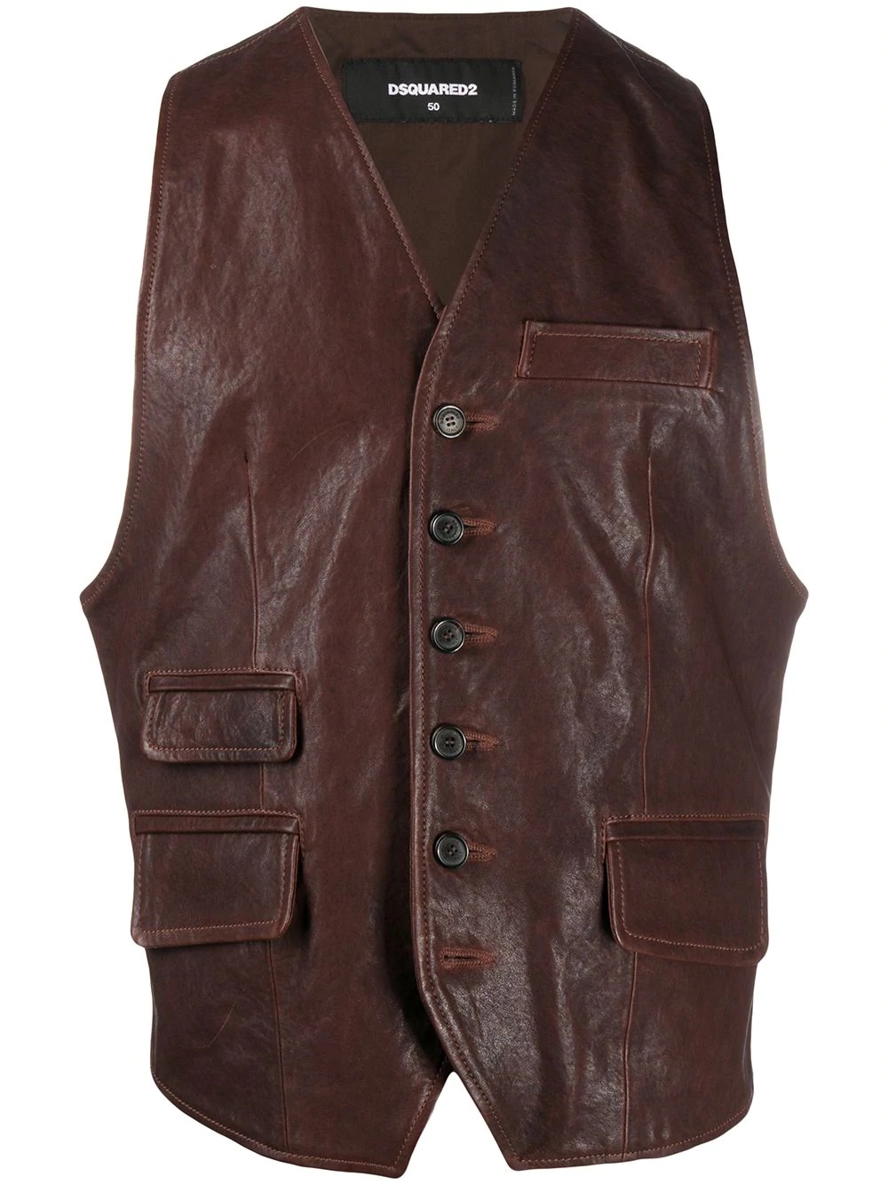 leather button-front waistcoat - 1