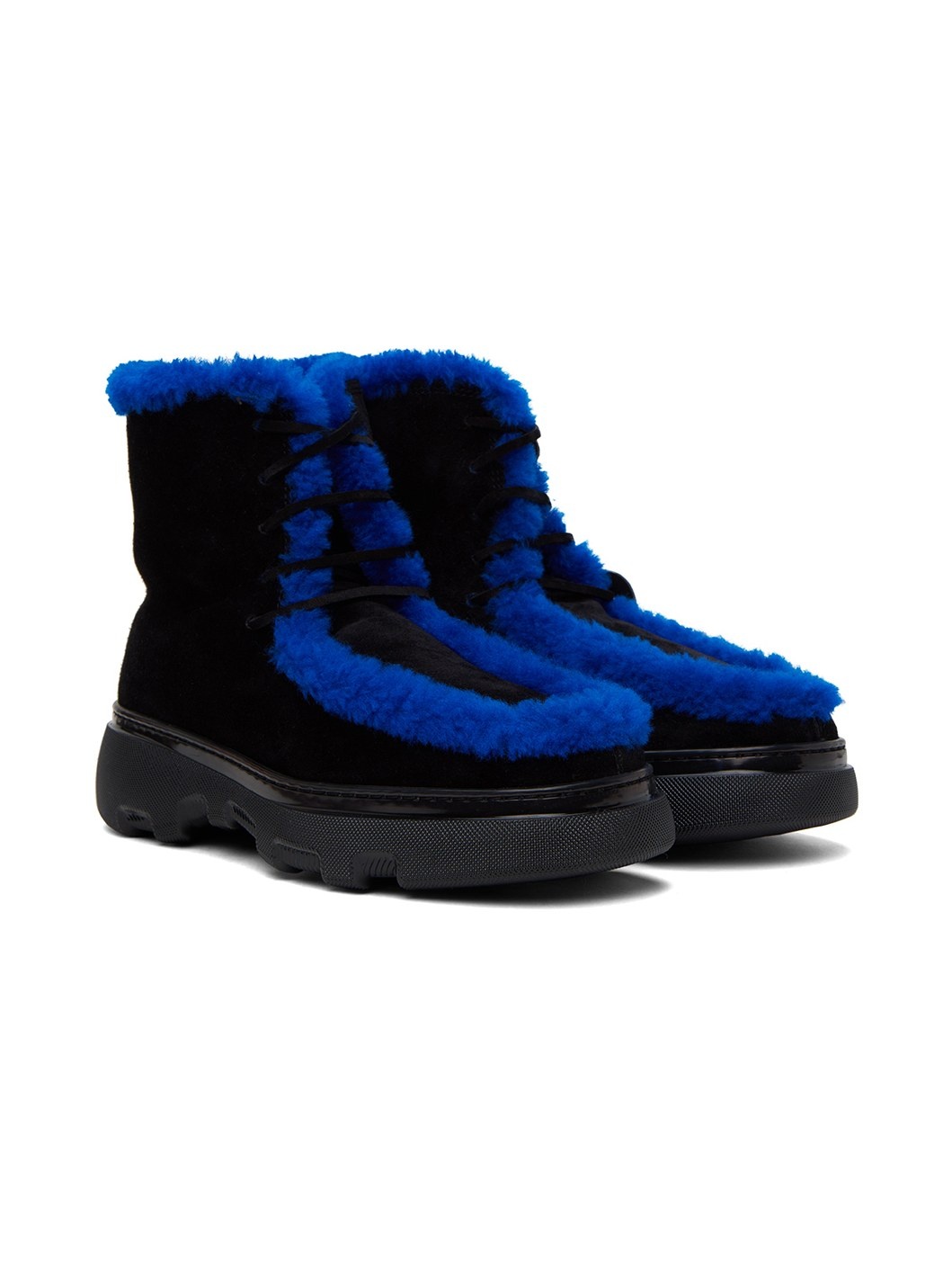 Black Shearling Creeper Boots - 4