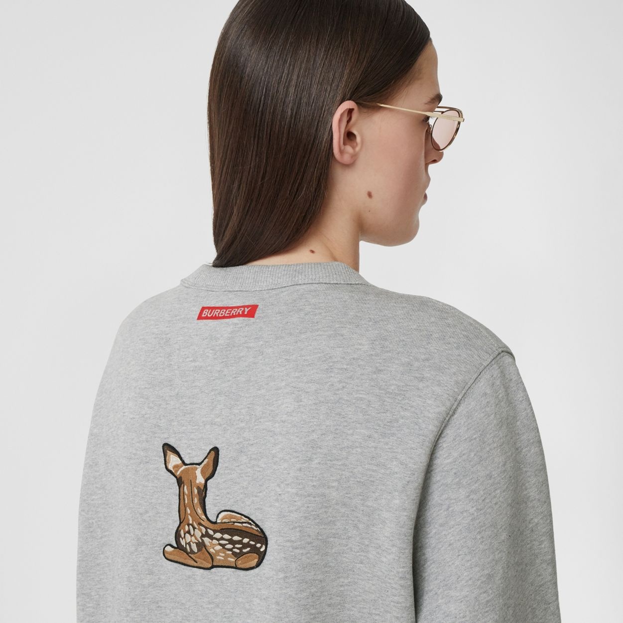 Deer Motif Cotton Oversized Sweatshirt - 5