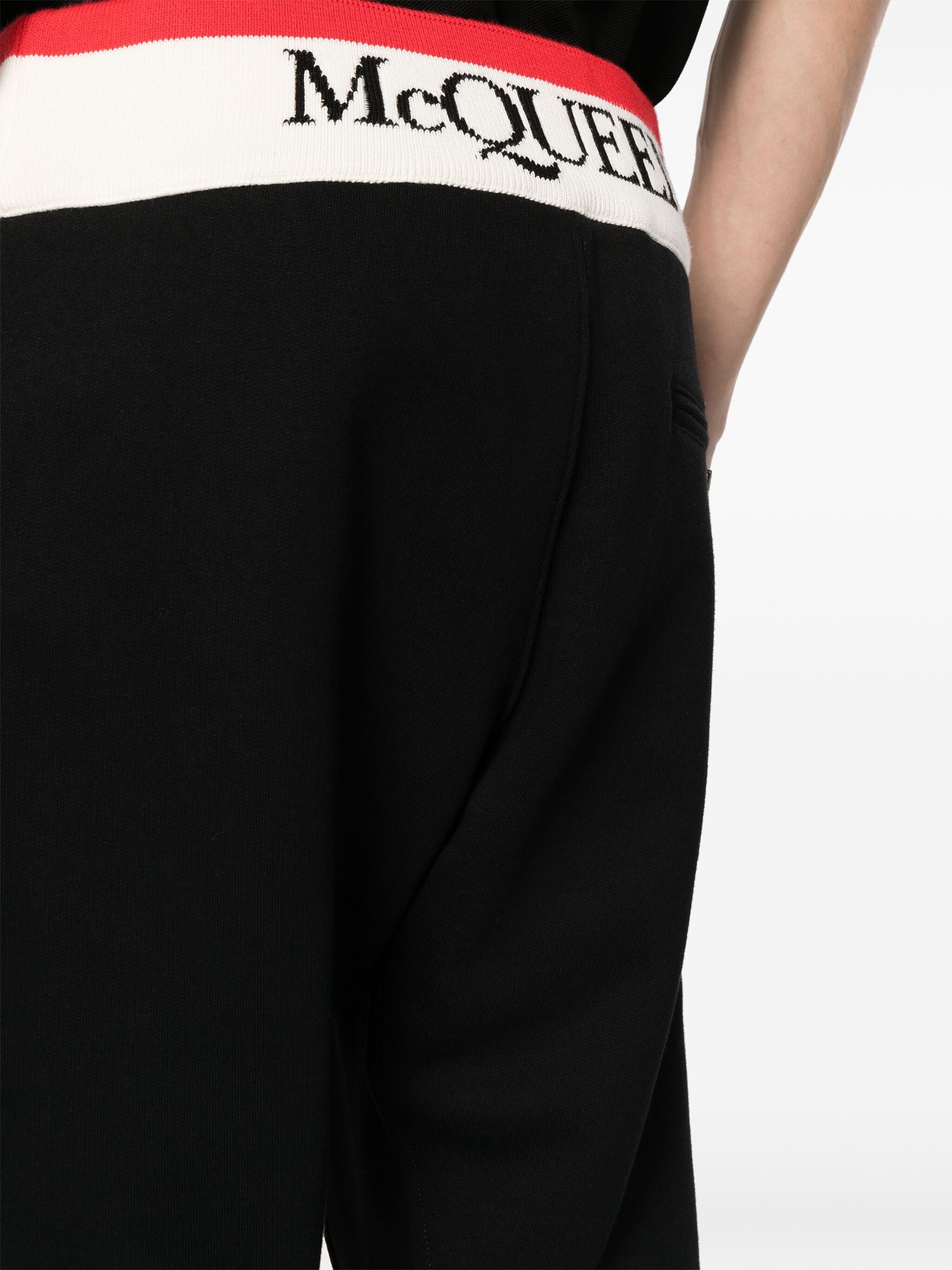LOGO-PRINT STRAP COTTON TRACK PANTS - 4