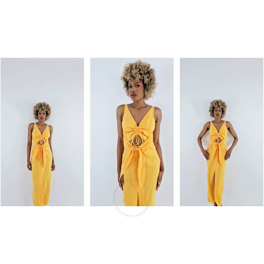 Nanushka Draped Linen Midi Dress - 3