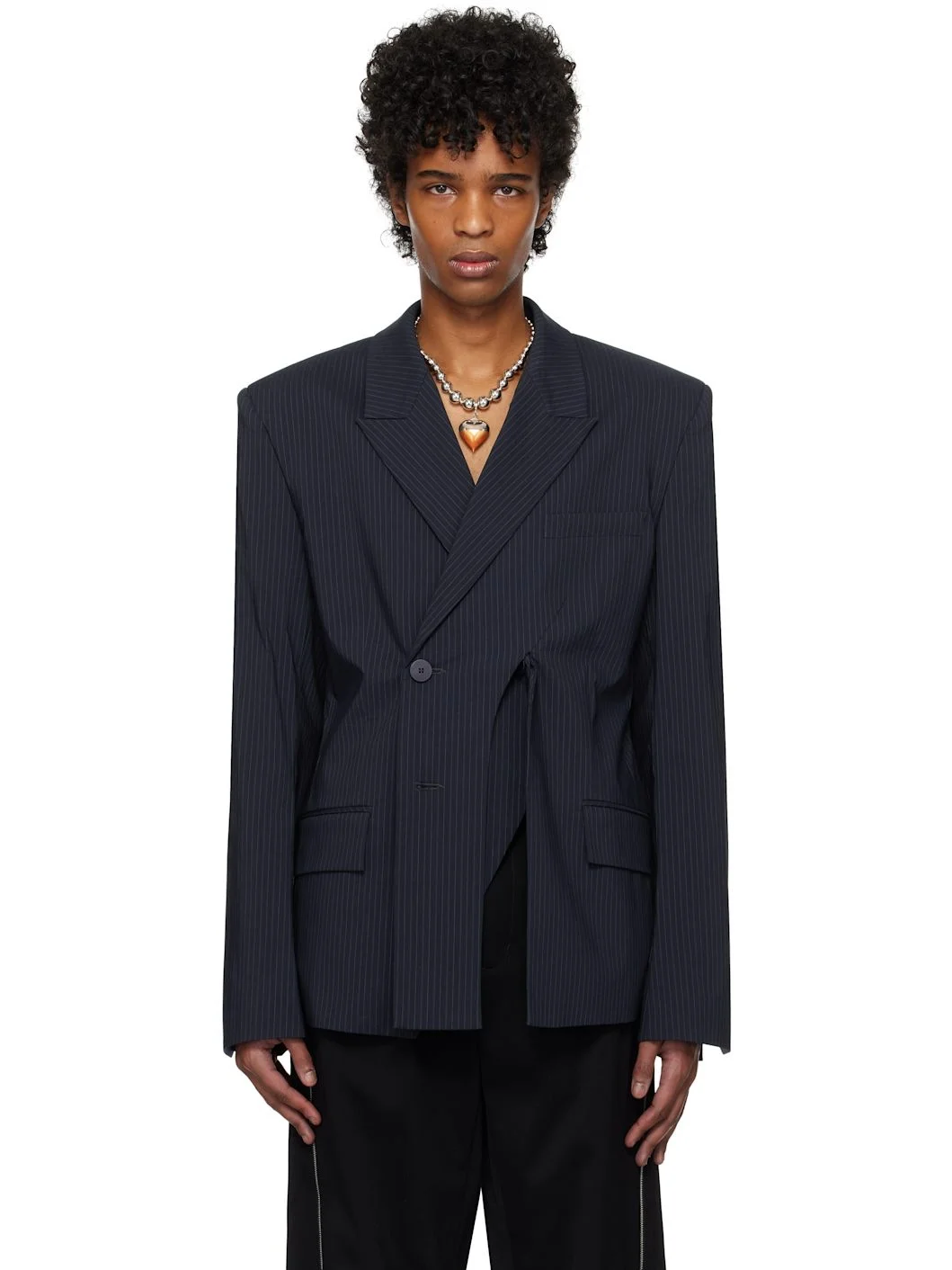 Navy Oversize Split Blazer - 1
