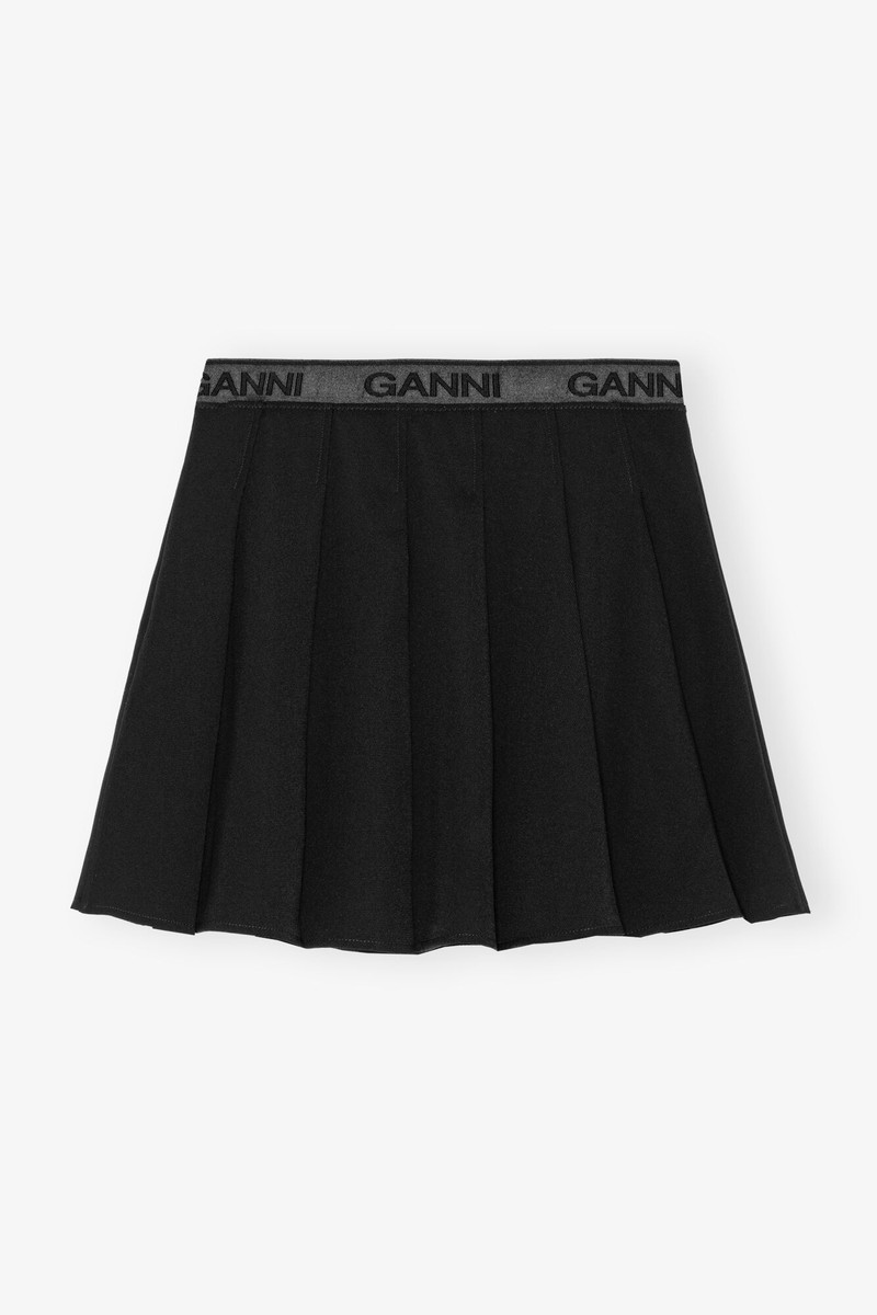 BLACK LIGHT TWILL PLEATED MINI SKIRT 5