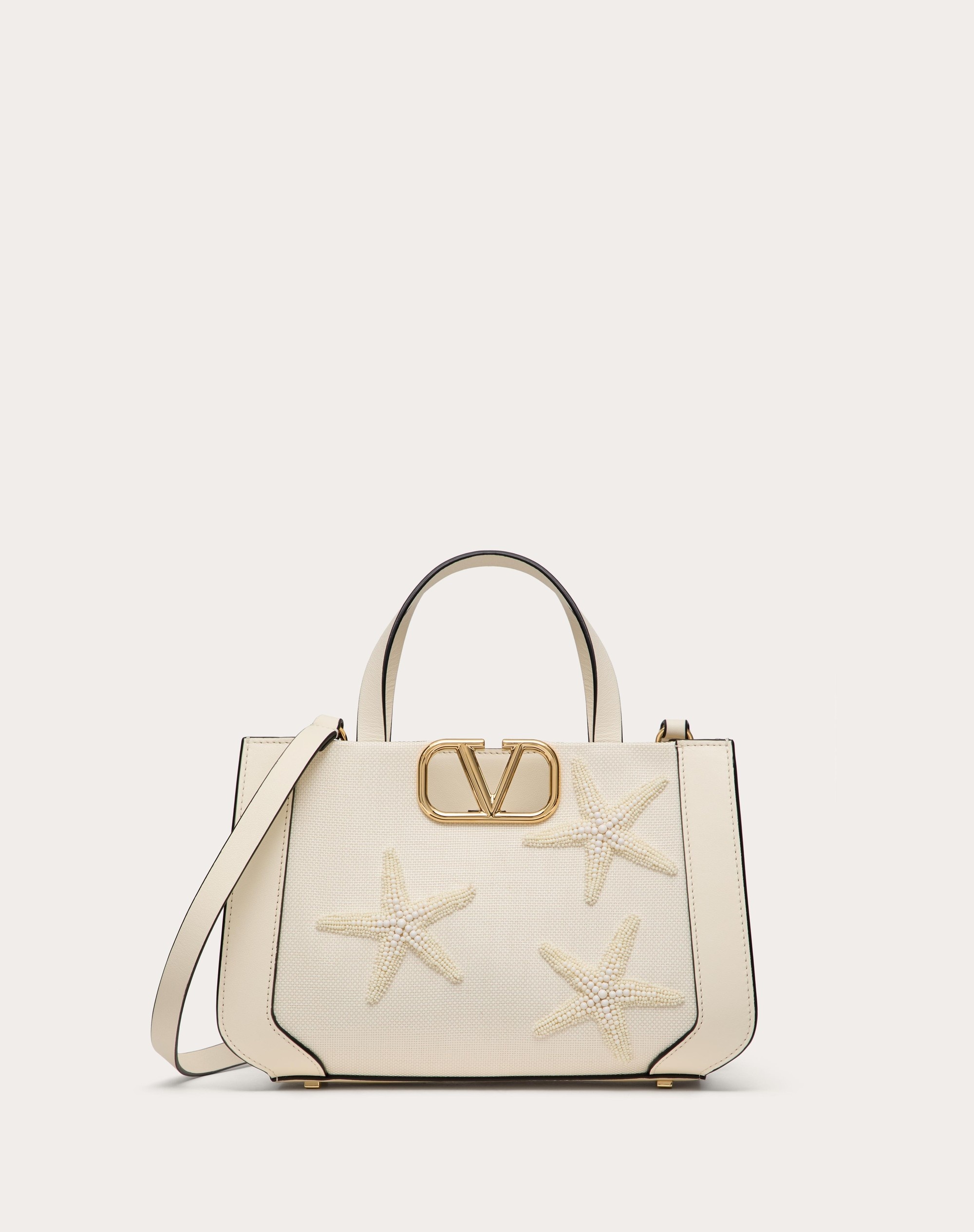 VALENTINO GARAVANI ESCAPE SMALL RAFFIA HANDBAG WITH EMBROIDERY - 1