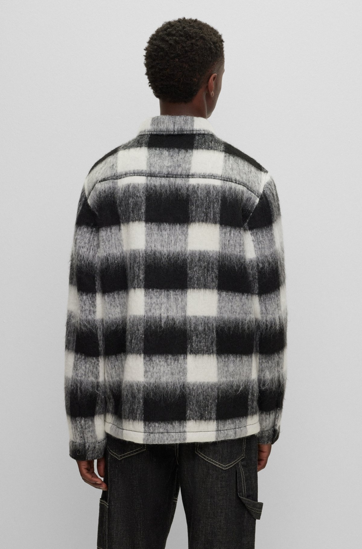OVERSIZE-FIT OVERSHIRT IN GLEN-CHECK WOOL-EFFECT FABRIC - 5