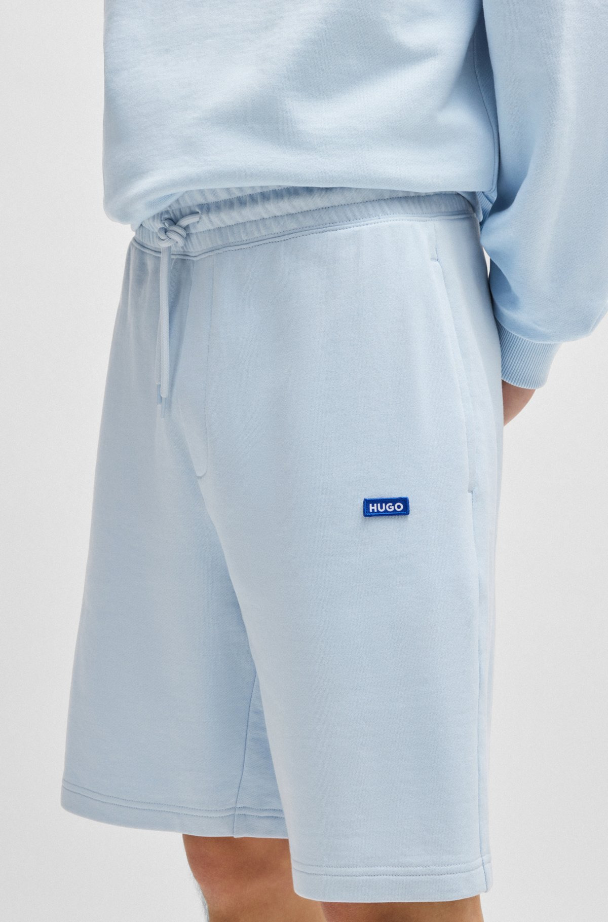 COTTON-TERRY SHORTS WITH BLUE LOGO PATCH - 3