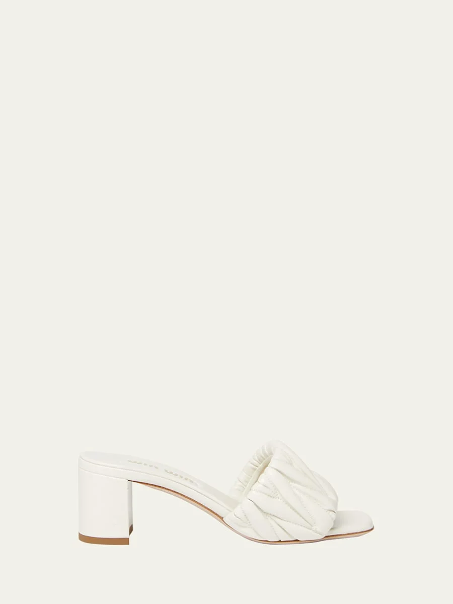 Quilted Leather Mule Sandals - 1