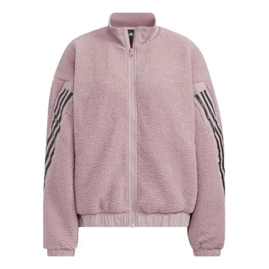(WMNS) adidas Contrasting Colors Stripe Splicing Sports Jacket Purple Pink HM7457 - 1