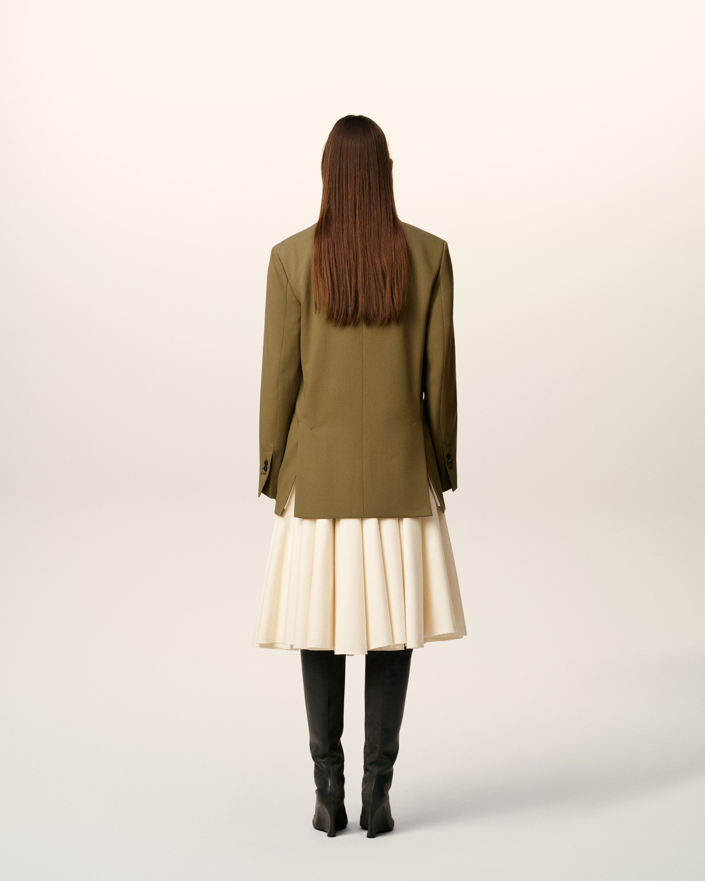 GREEN WOOL LOOSE SINGLE BREASTED JACKET - 16