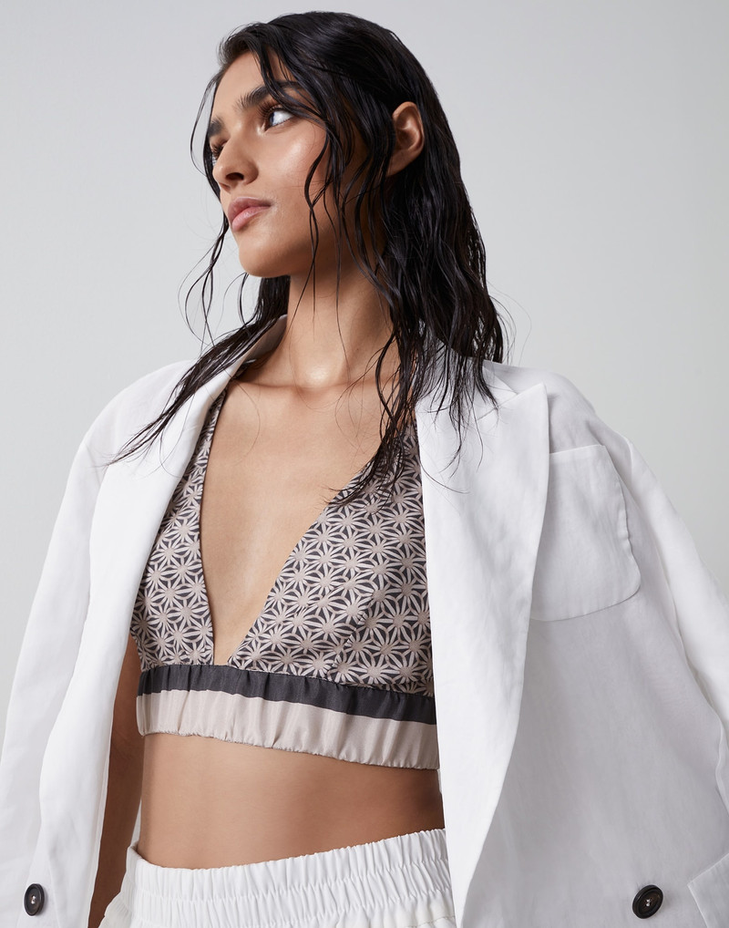 Starburst flower silk pongee bralette top 4