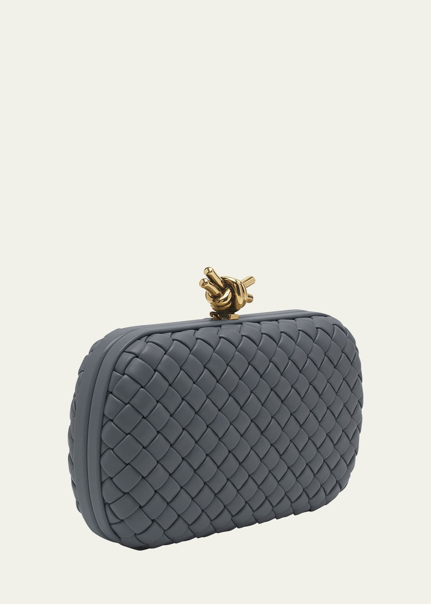 Knot Padded Woven Lambskin Clutch Bag - 3