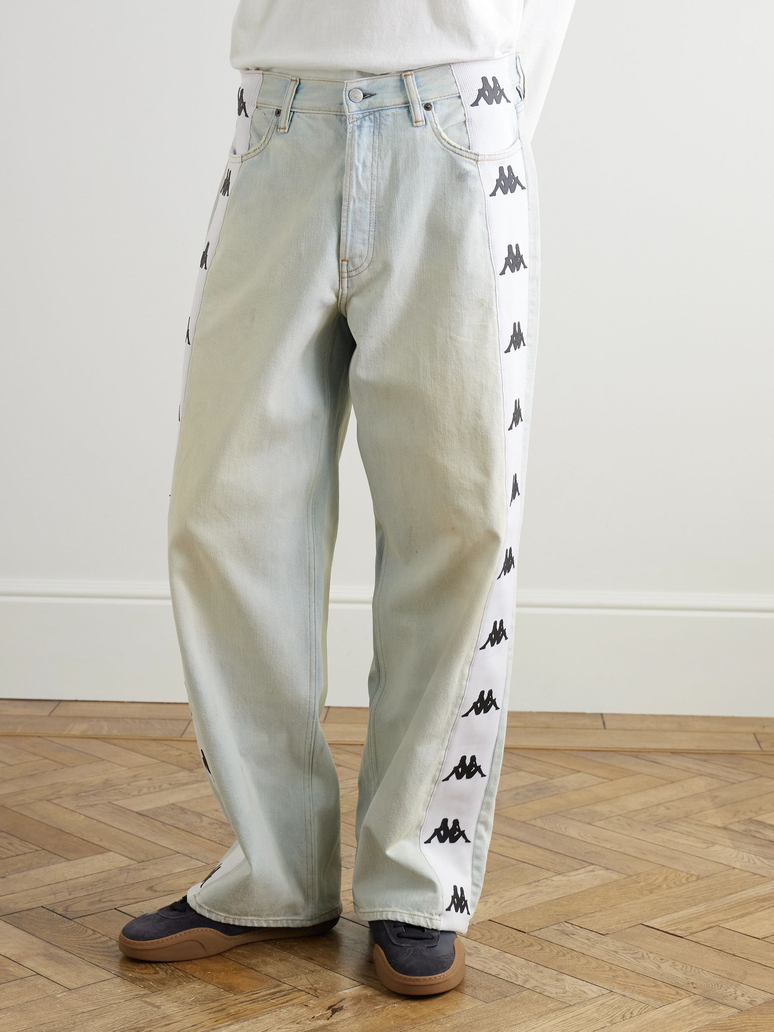 + Kappa Straight-Leg Webbing-Trimmed Jeans Blue - 3