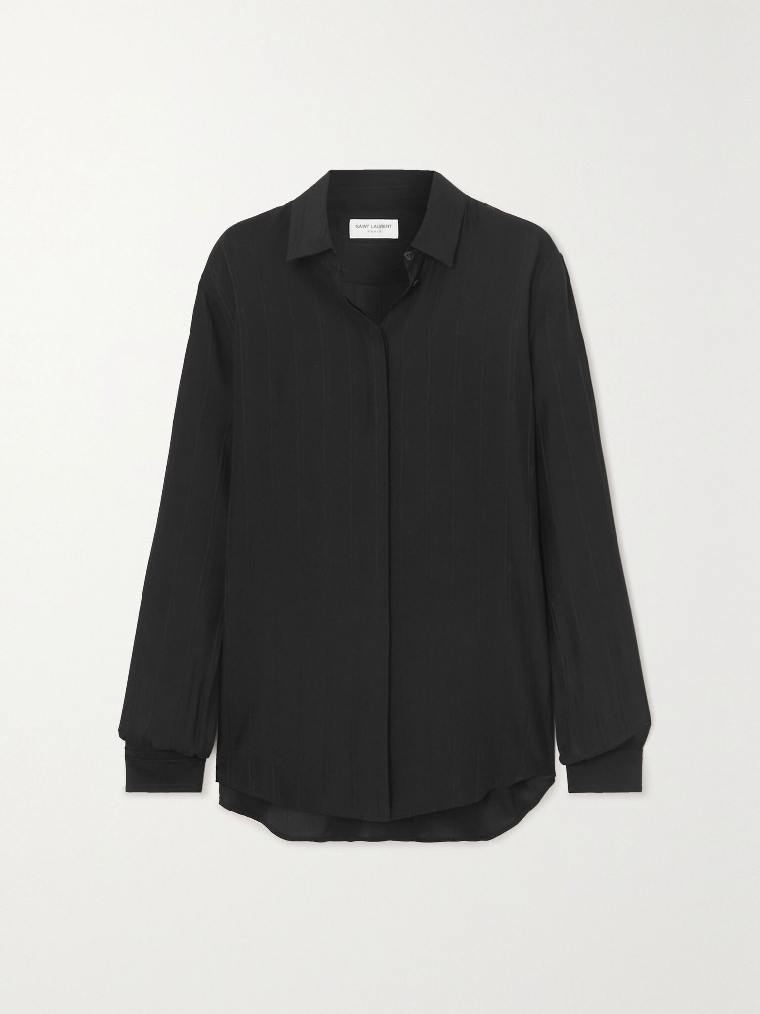 Striped silk-georgette shirt Black - 1