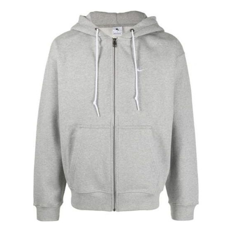 Nike Solo Swoosh Full-Zip Hoodie 'Grey Heather & White' DR0403-063 - 1