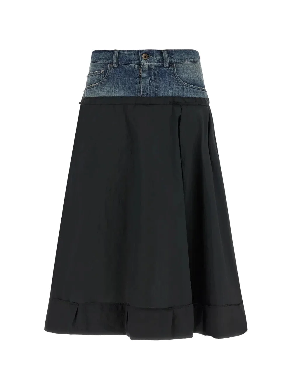 MIDI SKIRT - BLACK/BLUE DENIM - 1