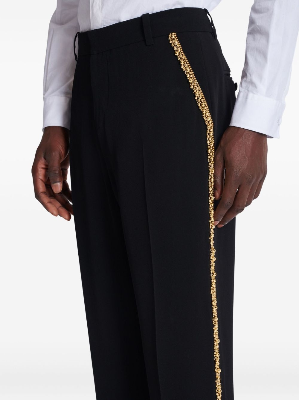 embroidered straight-leg trousers - 7