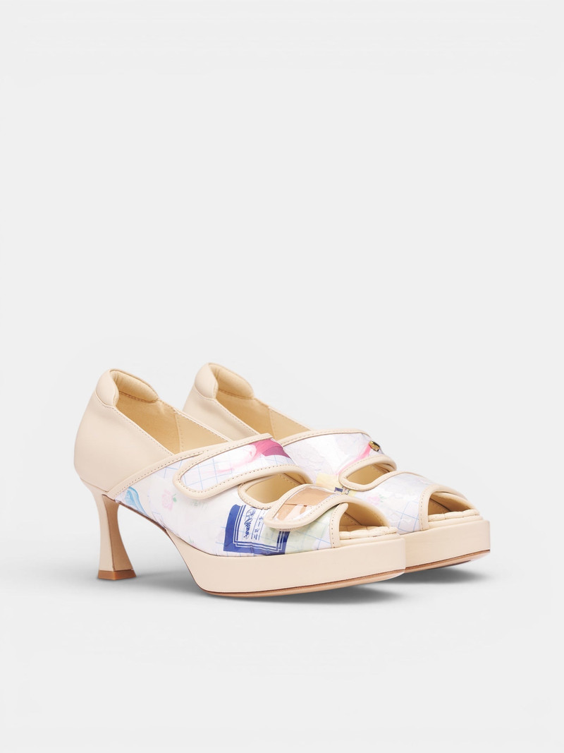 Trash Grid Velcro Kitten Heels 2
