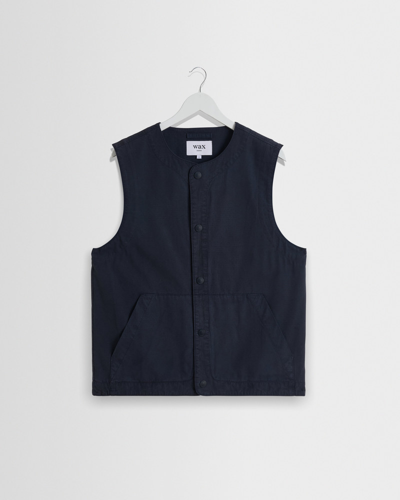 Jedd - Navy Organic Cotton Ripstop Gilet 1