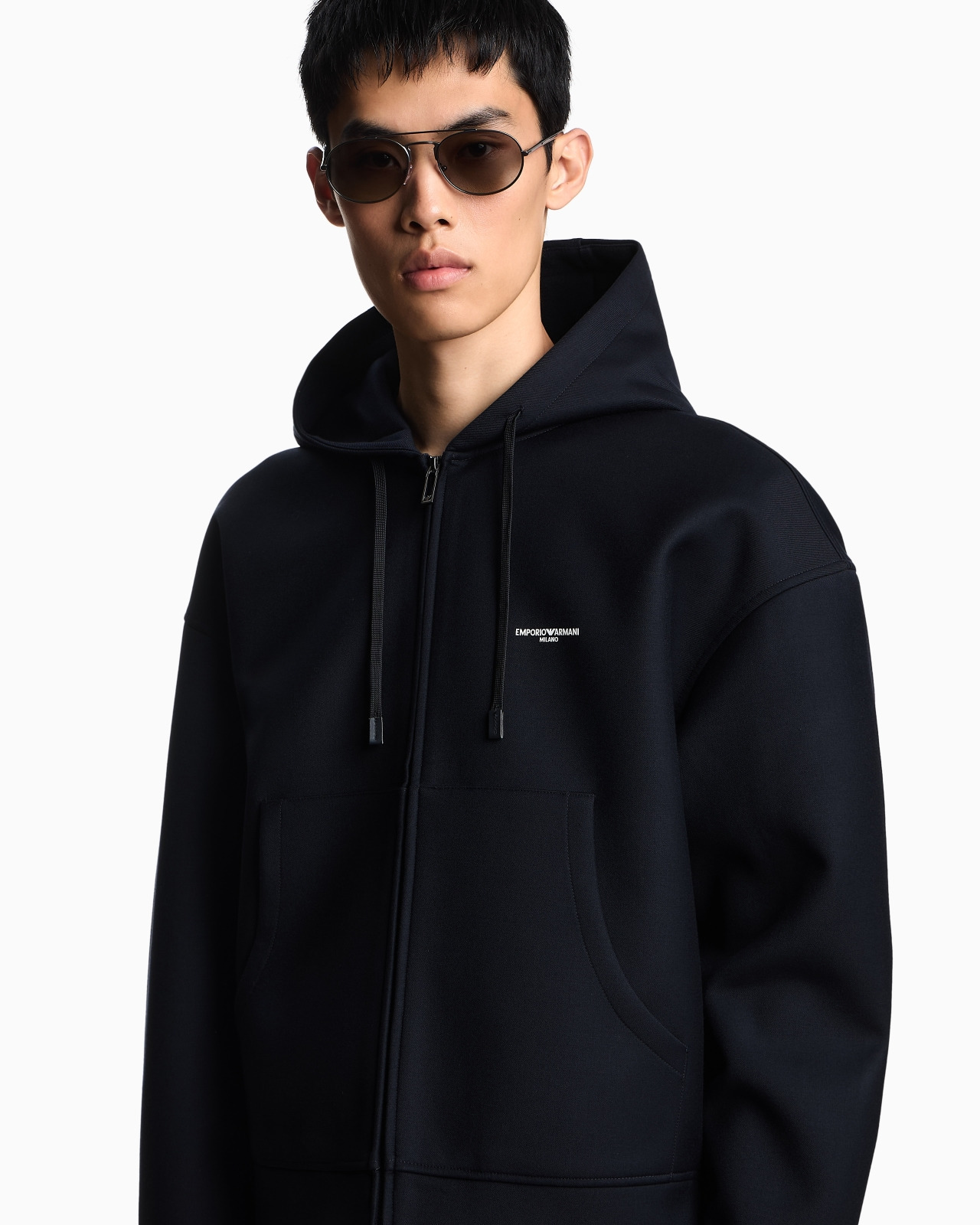 LIGHT WOOL ZIP-UP HOODED SWEATSHIRT - 5