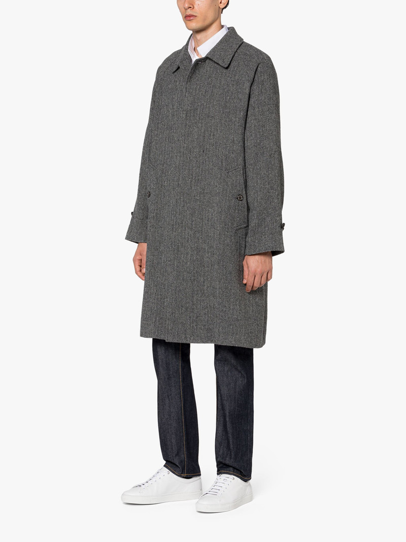 BELFORD LIGHT GREY WOOL BALMACAAN COAT - 1
