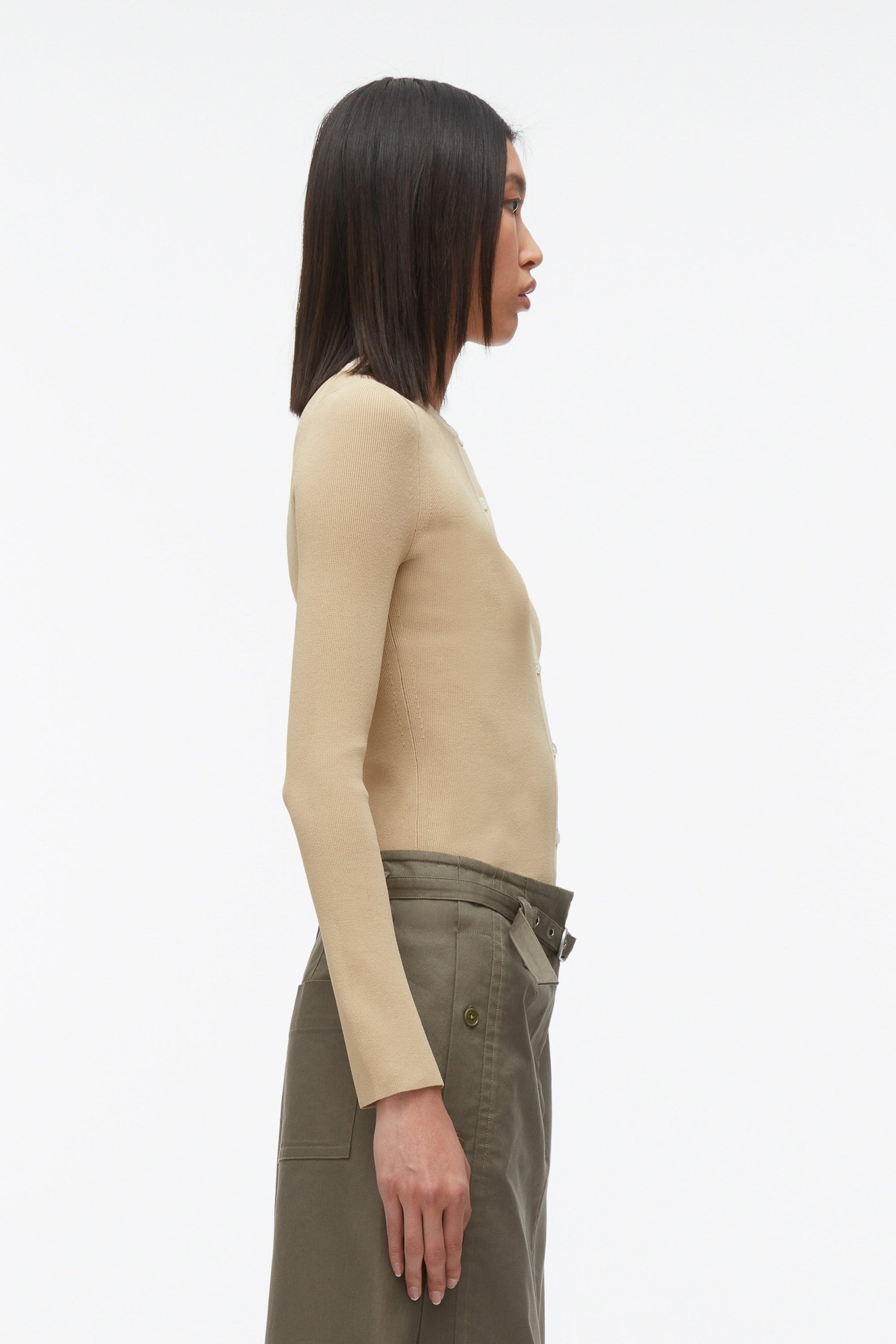 Compact Rib Crewneck Cardigan - 3