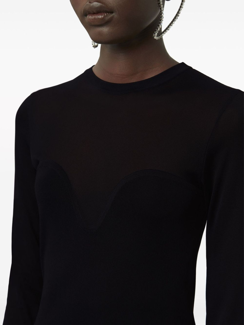 textured semi-sheer midi dress 5