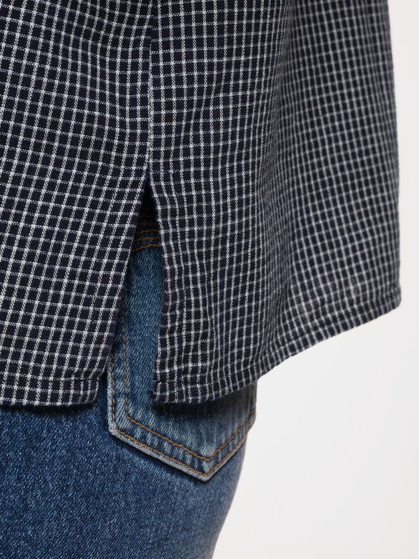 Edith Check Blouse Indigo - 4