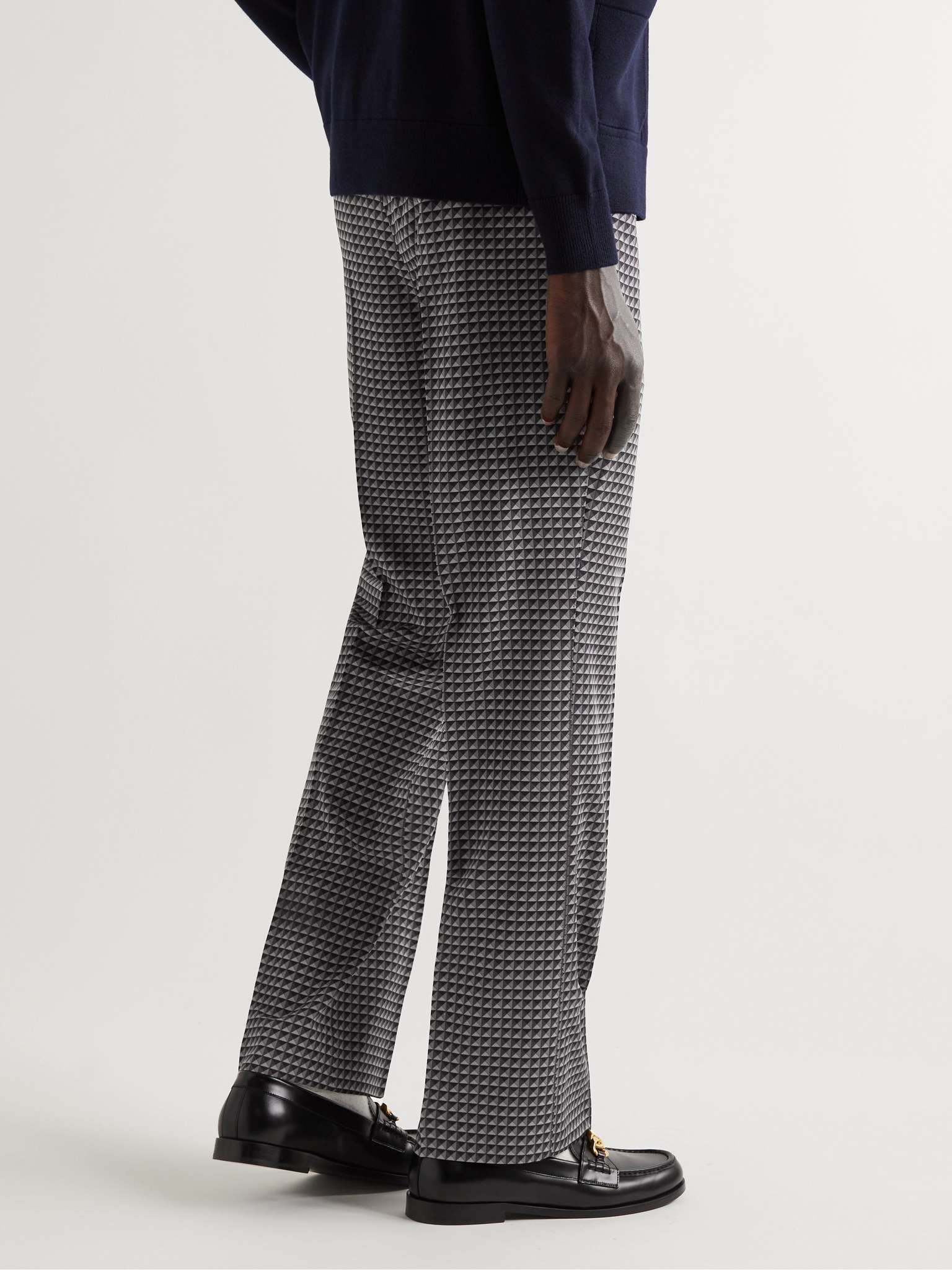 Pleated Straight-Leg Printed Wool-Twill Trousers - 4