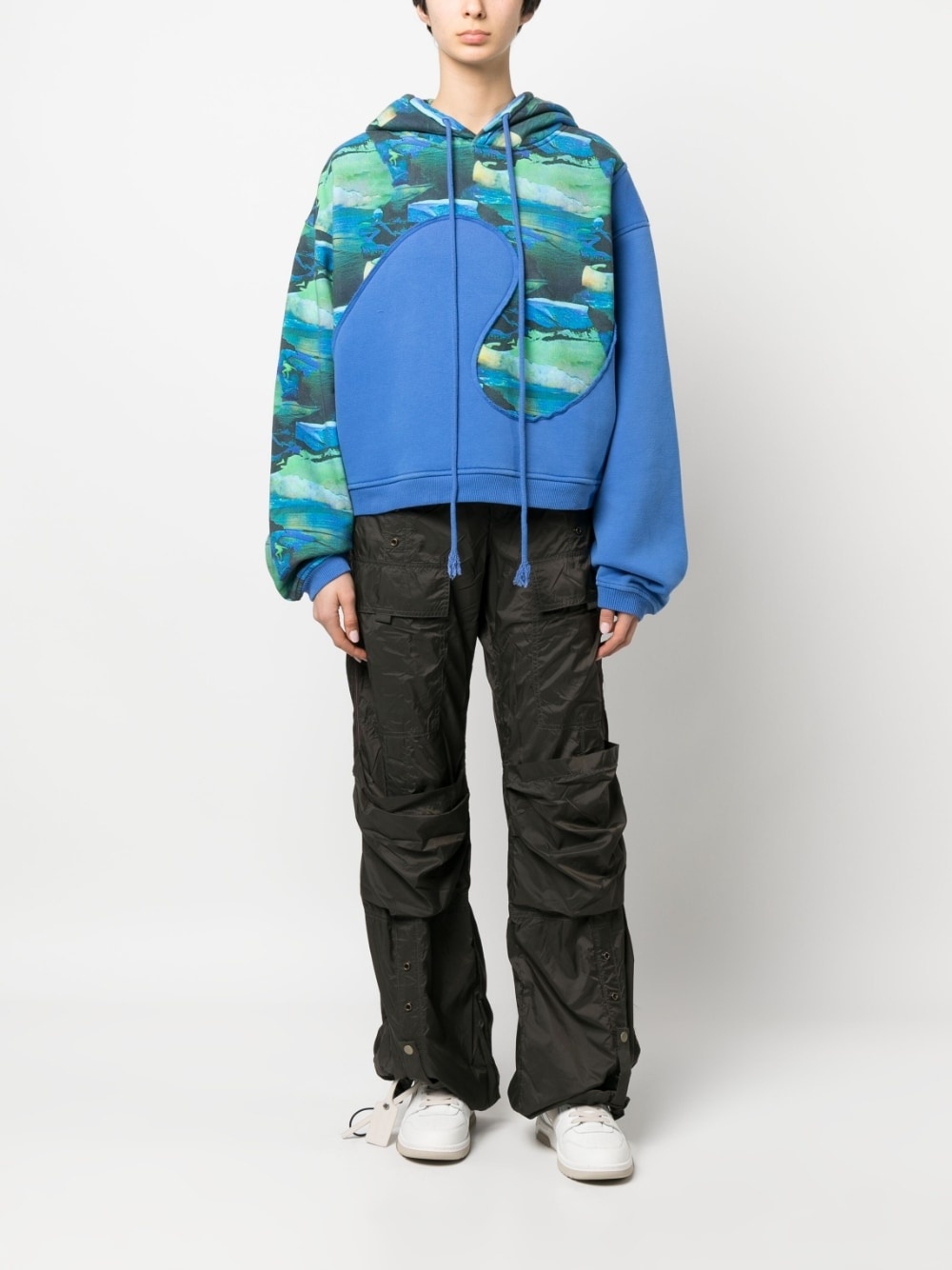 abstract-print long-sleeved hoodie - 2