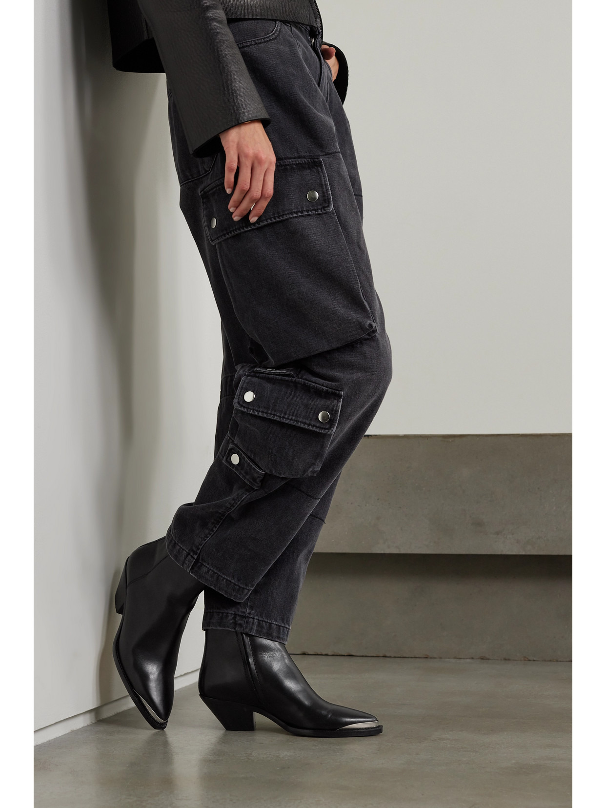 Adnae Embellished Leather Ankle Boots - 2