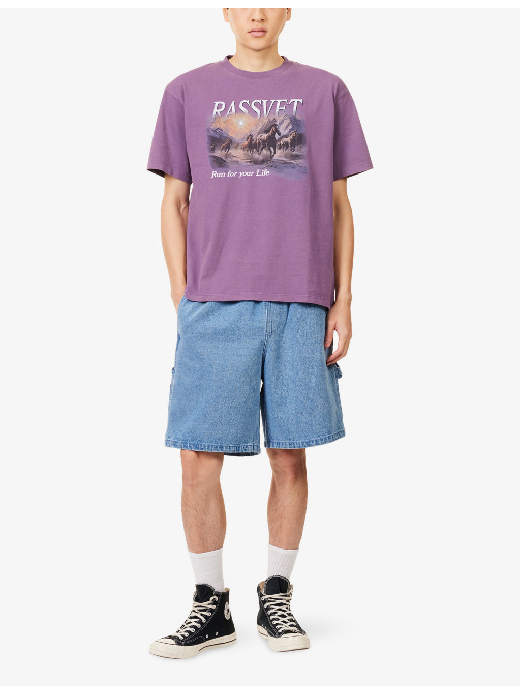 Horses Graphic Print Cotton T-Shirt - 2
