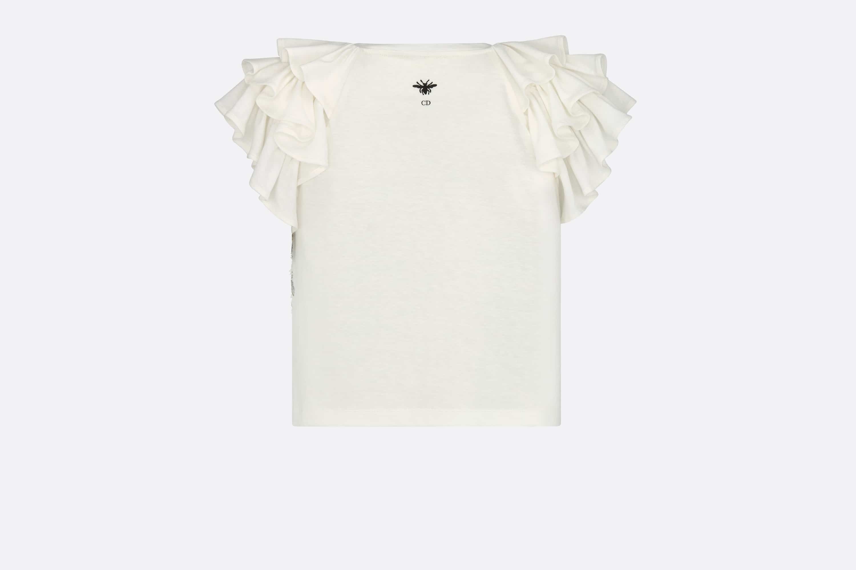 Embroidered T-Shirt with Ruffles - 2