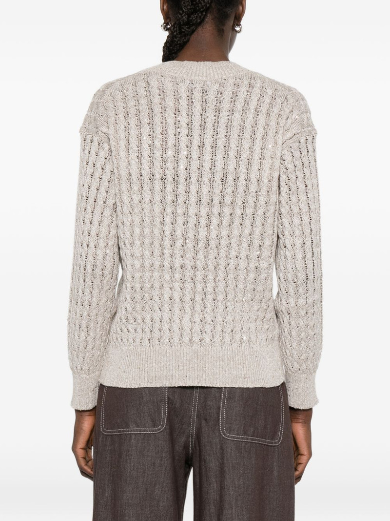 sequin-embellishment V-neck sweater 4