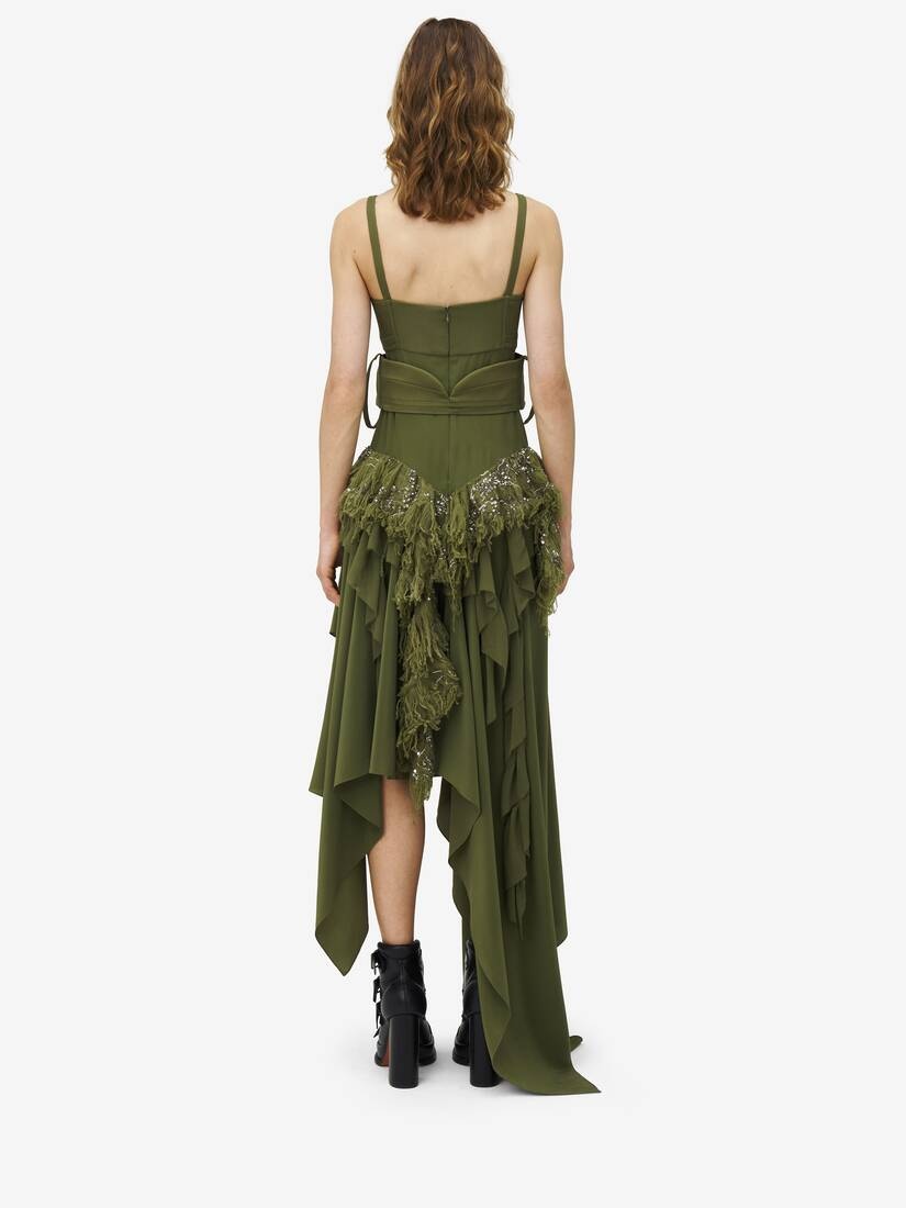 Shredded Embroidery Asymmetric Dress - 4