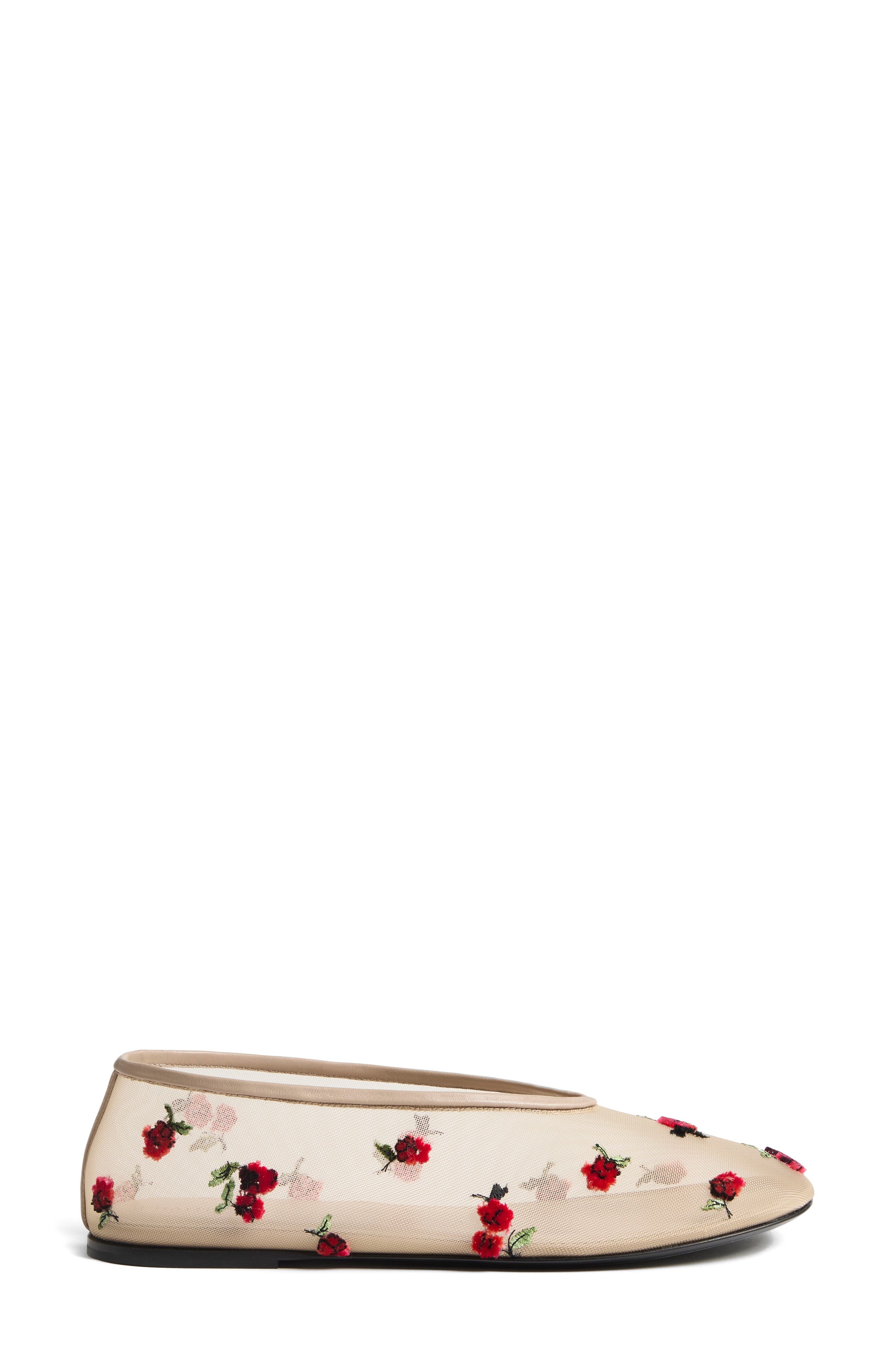 Khaite Marcy Embroidered Mesh Flat in Beige/Raspberry at Nordstrom - 2