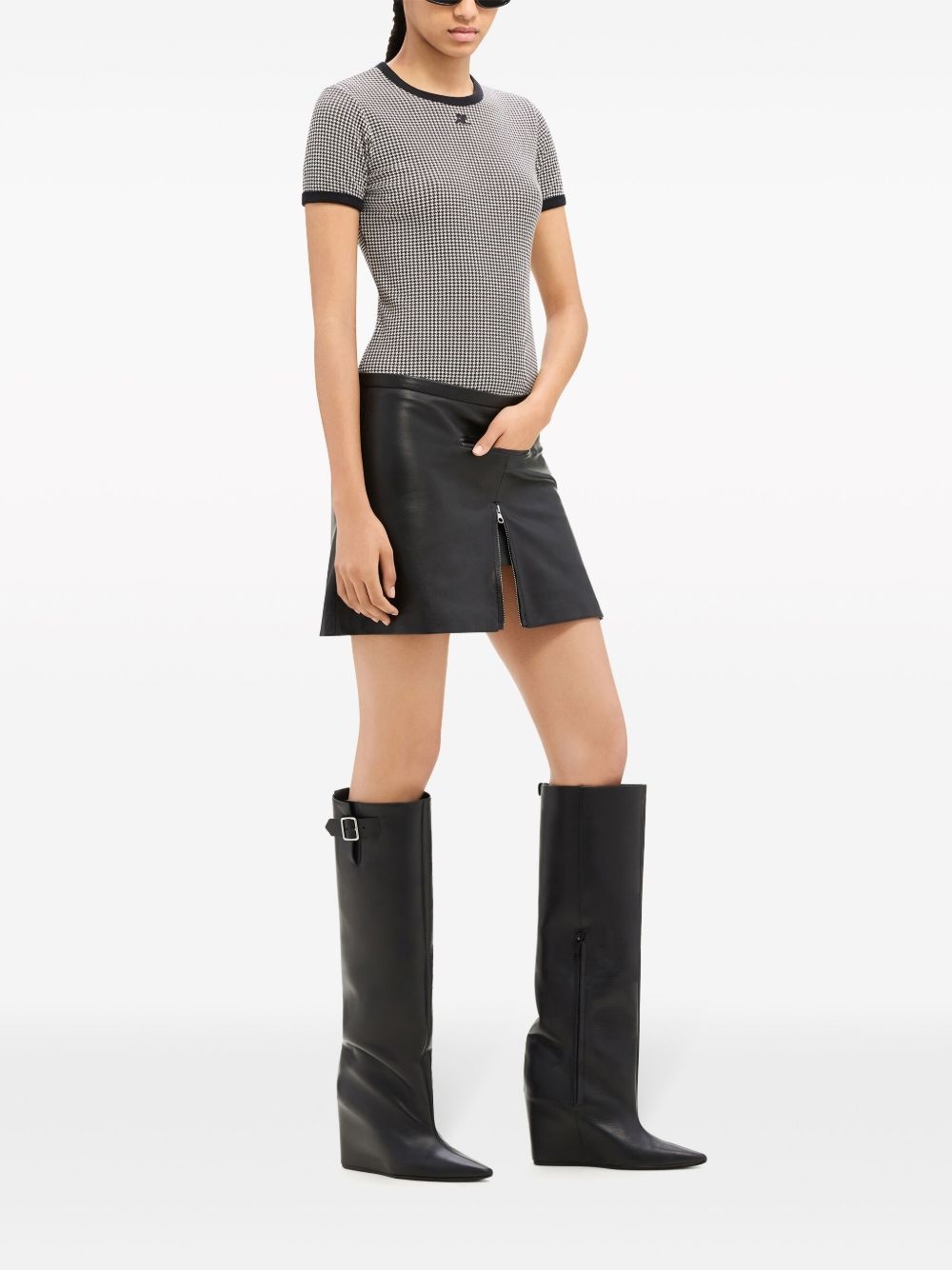 contrasting-trim cotton T-shirt - 3