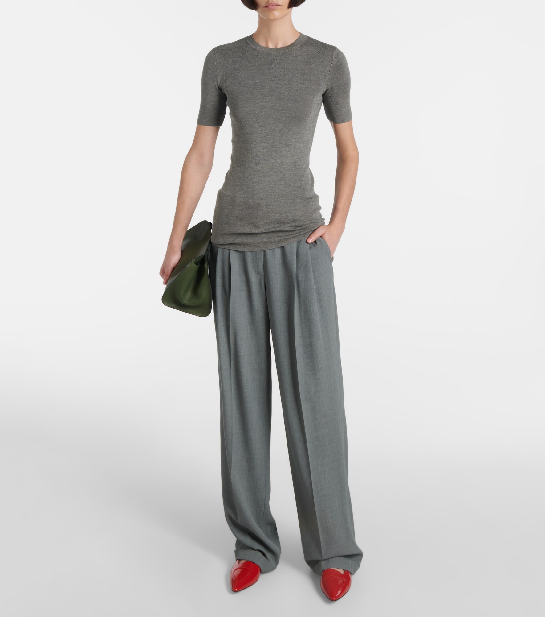 Everhart wool-blend gabardine straight pants - 2